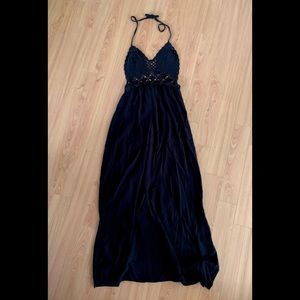 Tea&Cup Boho Crochet Halter Maxi Dress